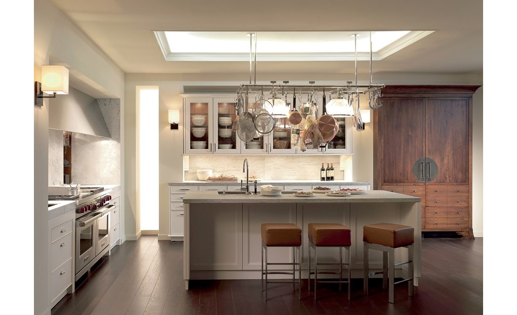 Sub-Zero 36" Designer Over and Under Refrigerator Freezer (IT-36CIID) paired with Wolf 60" Dual Fuel Range 4 Burner (DF604CF)