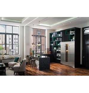 Sub-Zero 18" wine cooler (IW-18), 24" designer column fridge (IC-24R) and 24" designer column freezer (IC-24FI) 