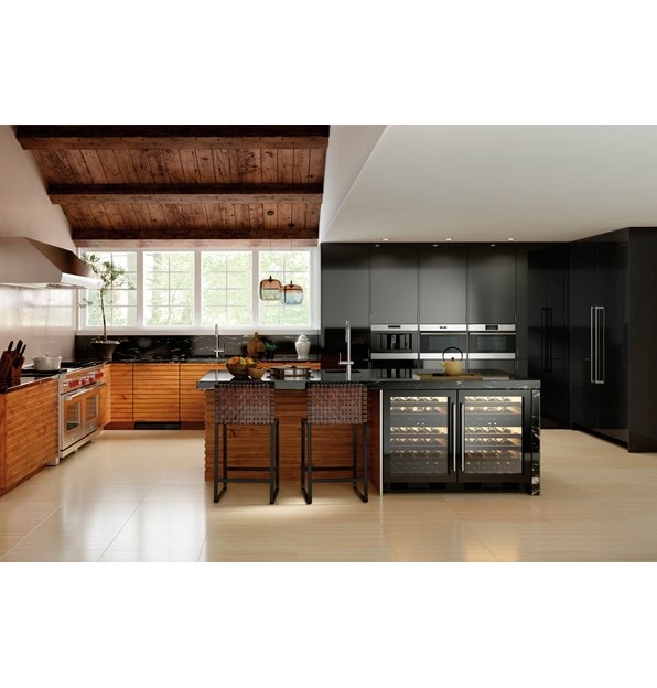 Sub-Zero 24" Undercounter Wine - Panel Ready (UW-24/O) shown with Wolf 24" E Series Transitional Convection Steam Oven (CSO24TE/S/TH)