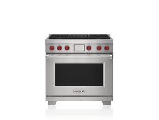 Wolf Cuisinière mixte de 36 po - 4 brûleurs et grilloir à infrarouge DF36450C/S/P