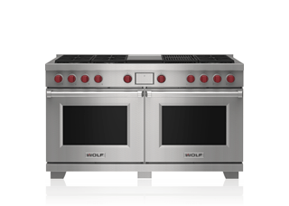 Wolf Cuisinière mixte de 60 po — 6 brûleurs, grilloir à infrarouge et plaque de cuisson à infrarouge DF60650CG/S/P
