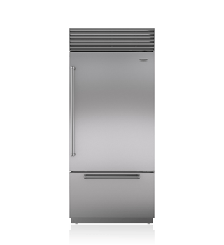 Sub-Zero 36&quot; Designer Series over-and-under refrigerator and freezer with internal dispenser and ice maker
