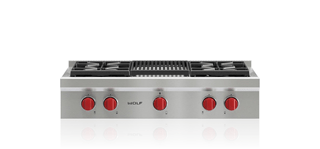 Wolf Dessus de cuisinière à brûleur scellé de 36 po - 4 brûleurs et grilloir au charbon de bois infrarouge SRT364C
