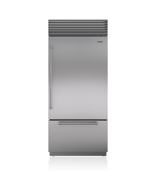 Sub-Zero 36" Designer Series over-and-under refrigerator and freezer with internal dispenser and ice maker