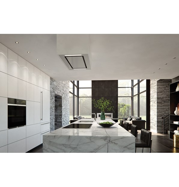 Le four simple en verre noir contemporain Wolf 30 po série M de style contemporain (SO30CM/B) présenté avec la table de cuisson à induction de style transitionnel Wolf de 36 po (CI365T/S)