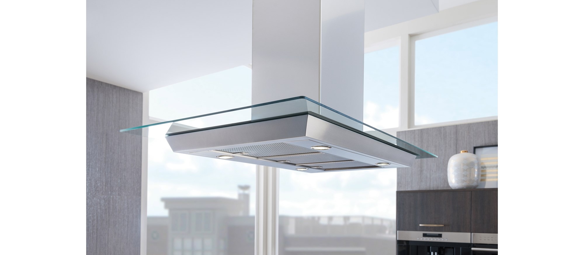 Hotte pour îlot à surface de cuisson Wolf 45 po - verre (VI45G)